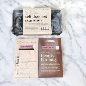 New Kitsch Self-Draining Soap Dish and Beauty Bar Bag Set